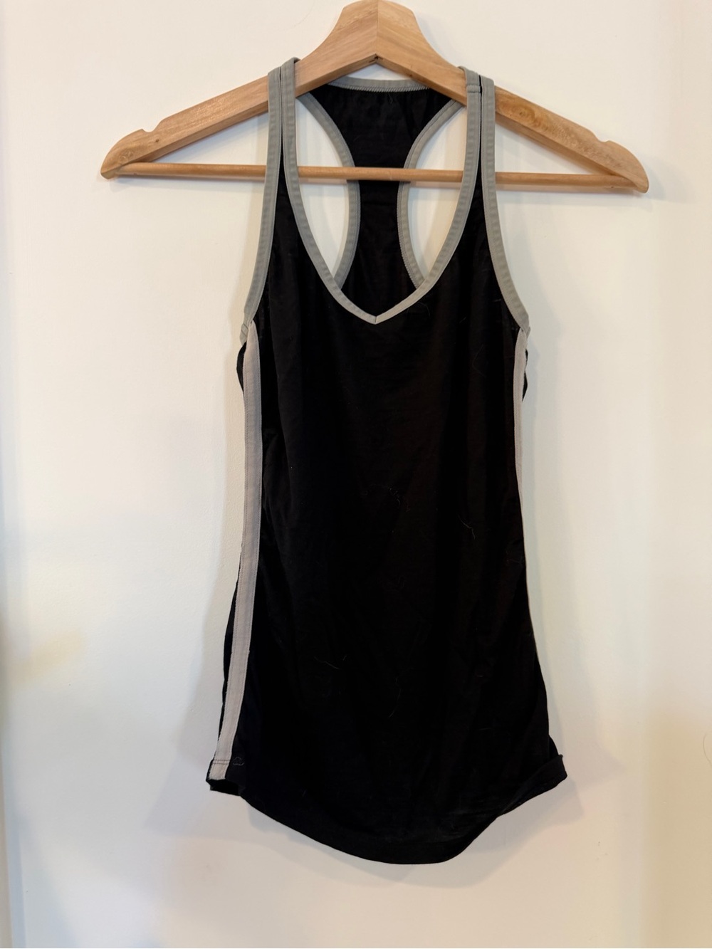Icebreaker Black Racerback Tank with Gray Trim merino wool